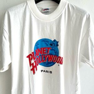 NWOT Vintage Planet Hollywood Paris France White Tee T Shirt 90s Y2K